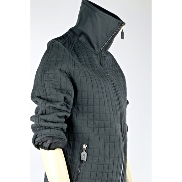 Vintage FENDI Jeans Roma Amor Black Quilted Zip Midi Jacket Size 42 - Picture 7 of 16